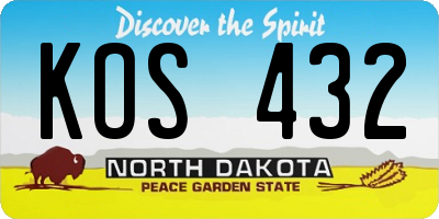 ND license plate KOS432