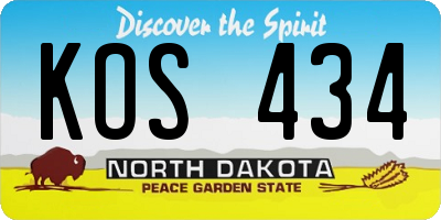 ND license plate KOS434