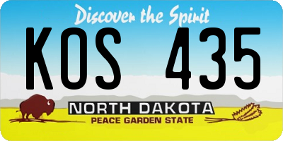 ND license plate KOS435