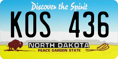 ND license plate KOS436