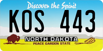 ND license plate KOS443