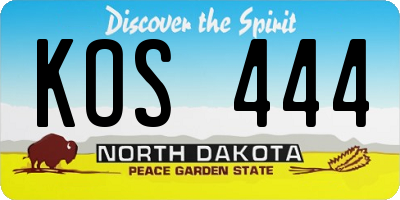 ND license plate KOS444