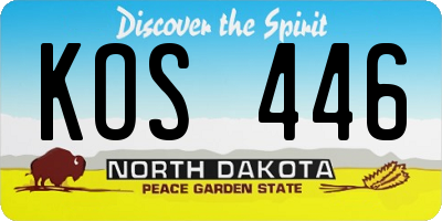 ND license plate KOS446