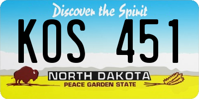 ND license plate KOS451