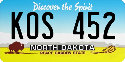 ND license plate KOS452