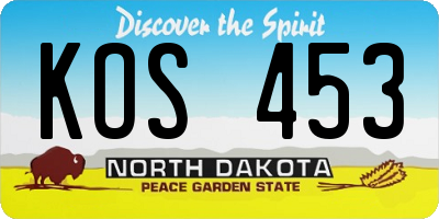 ND license plate KOS453