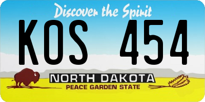 ND license plate KOS454