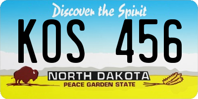 ND license plate KOS456