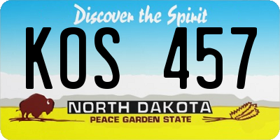 ND license plate KOS457