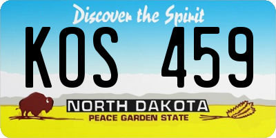ND license plate KOS459