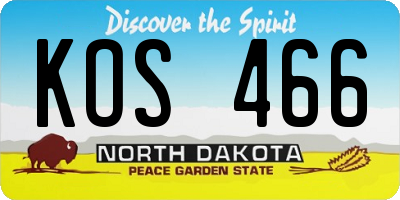 ND license plate KOS466