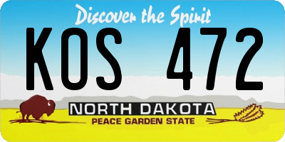 ND license plate KOS472