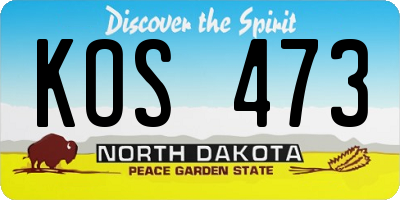 ND license plate KOS473