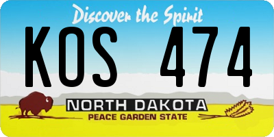 ND license plate KOS474