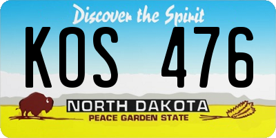 ND license plate KOS476
