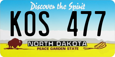 ND license plate KOS477
