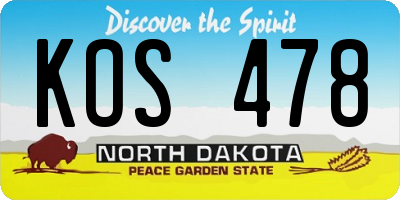 ND license plate KOS478