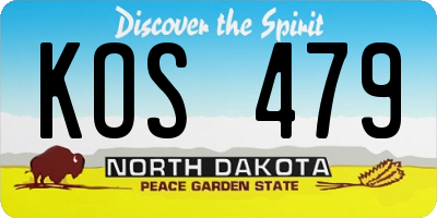 ND license plate KOS479