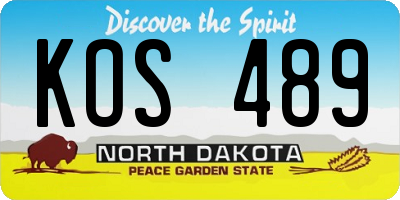 ND license plate KOS489