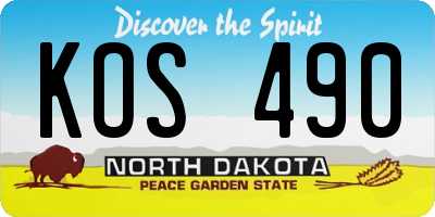 ND license plate KOS490