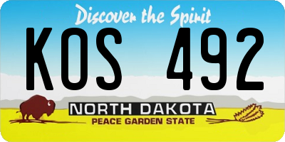 ND license plate KOS492
