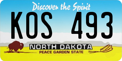 ND license plate KOS493