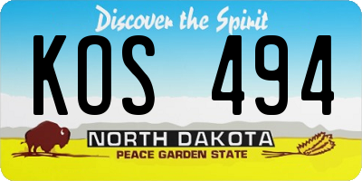ND license plate KOS494