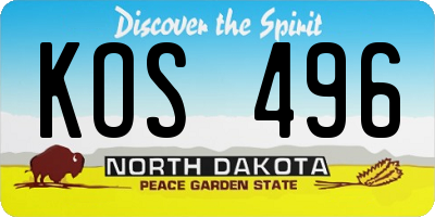 ND license plate KOS496