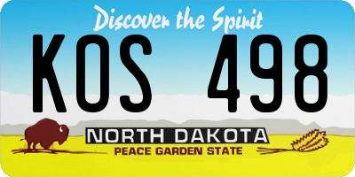 ND license plate KOS498