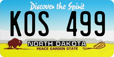 ND license plate KOS499