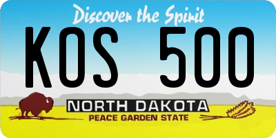 ND license plate KOS500