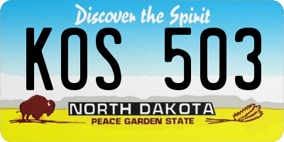 ND license plate KOS503