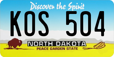 ND license plate KOS504