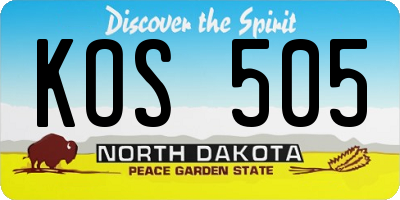 ND license plate KOS505