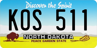 ND license plate KOS511