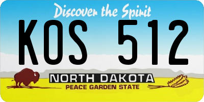 ND license plate KOS512