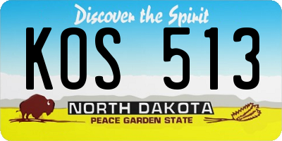 ND license plate KOS513