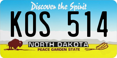 ND license plate KOS514