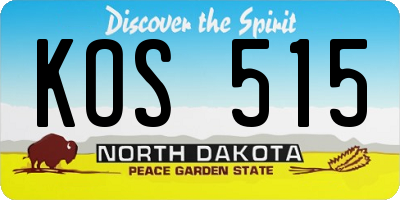 ND license plate KOS515