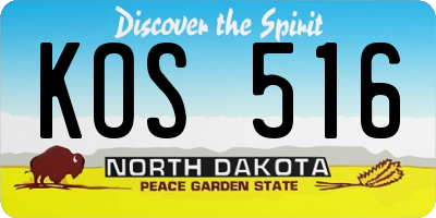 ND license plate KOS516