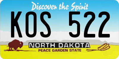 ND license plate KOS522