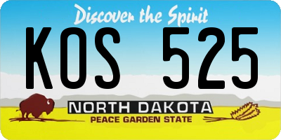 ND license plate KOS525