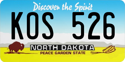 ND license plate KOS526