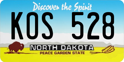 ND license plate KOS528