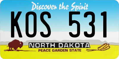 ND license plate KOS531