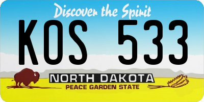 ND license plate KOS533