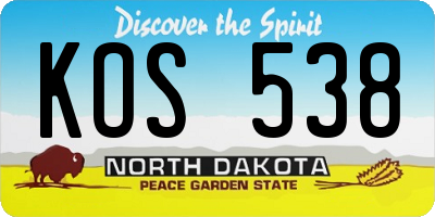 ND license plate KOS538