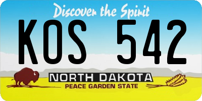 ND license plate KOS542