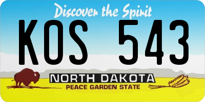 ND license plate KOS543