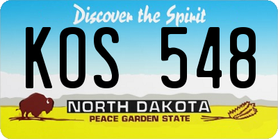 ND license plate KOS548